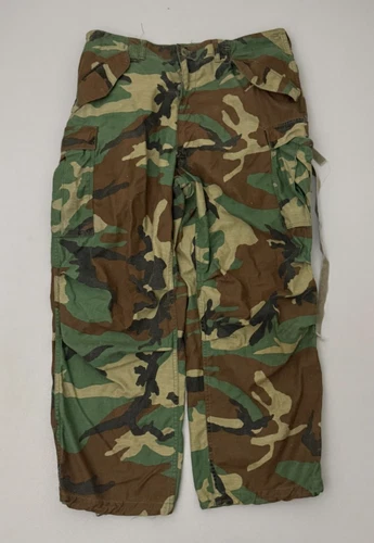 Vintage 80s US Military Woodland Camo M65 Cargo Field Pants Camo Size Large - product listing photo