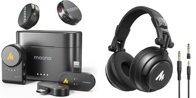 MAONO Wireless Lavalier Microphone Wave T5 + MH601 Professional Studio... 