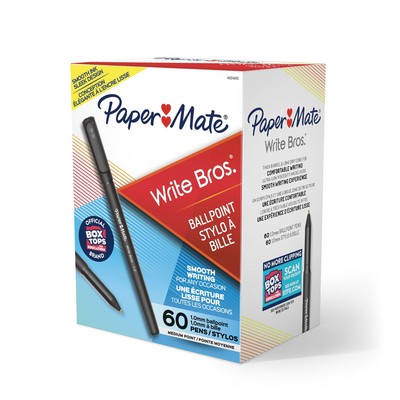 Paper Mate Write Bros Stick Fine Ballpoint Pen Black Ink Medium 1mm 60/Pack