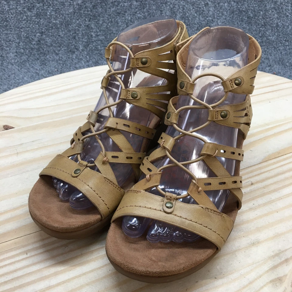 Sandalia Baretraps Mujer 7.5M Marrón Tipton Gladiador Tacón de Cuña Cuero Informal Foto 3 de 4