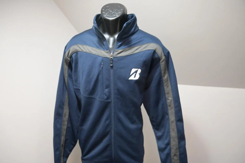 Chaqueta de golf de lana Antigua cremallera completa azul Bridgestone rendimiento para hombre talla grande Foto 2 de 4