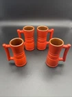 Frankoma Orange Pottery Expresso Chocolate Cappuccino 4 Oz Mug Set of 4 Vintage