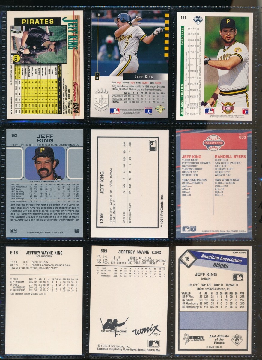Lot (9) Jeff King 1992 Upper Deck #111 654 185 111 163 653 16 859