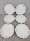 Set of 6 Royal Wentworth Dinner Plate White Floral Bone China Gold Trim 10.5"