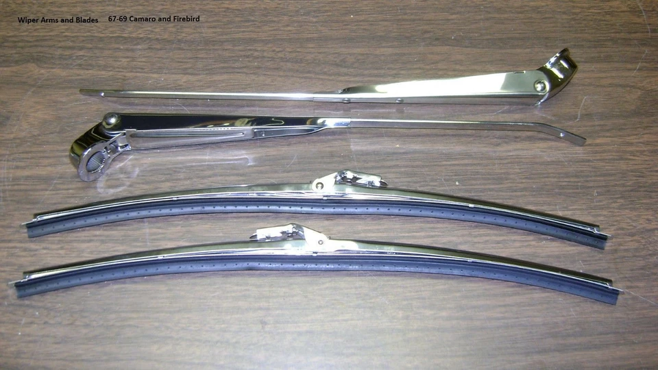 Brazos y cuchillas limpiaparabrisas kit de 4 piezas 67 68 69 Camaro cupé Firebird acero inoxidable Foto 2 de 2