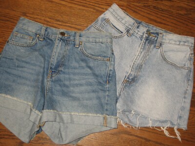 womens 2 Zara Z1975 lot blue denim jean shorts distressed John Galt 24