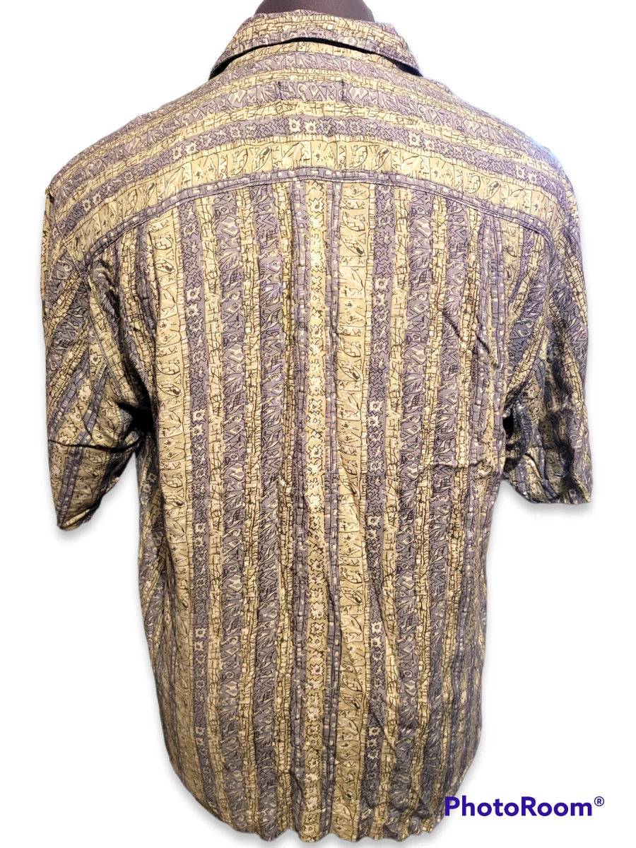 Robert Lawrence Mens Large Shirt 80s Unisex Short Sleeve Rayon Retro Rare