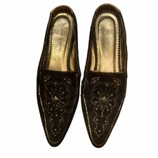 Donald Pliner Couture Senso Brown Studded Mules Loafers Wedges Womens Size 6M