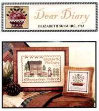 Little House Needleworks DEAR DIARY ELIZABETH MCGUIRE, 1763 2 CS Charts + Charm
