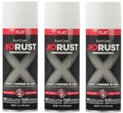X-O Rust XOP30-AER Flat White Anti-Rust Enamel Spray Paint + Primer - 3 Pack