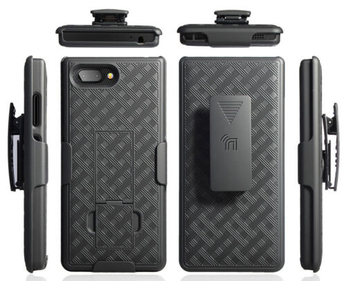 Black Rubberized Case Kickstand Cover + Belt Clip Holster for BlackBerry Key2 - Picture 5 of 7