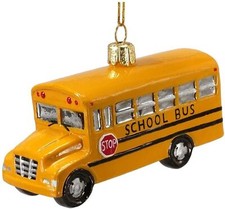 Kurt Adler Noble Gems Glass Ornament for Christmas Tree, Yellow School Bus