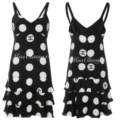 ✨Authentic Vintage Rare CHANEL 97P Runway CC Logo Polka Dot