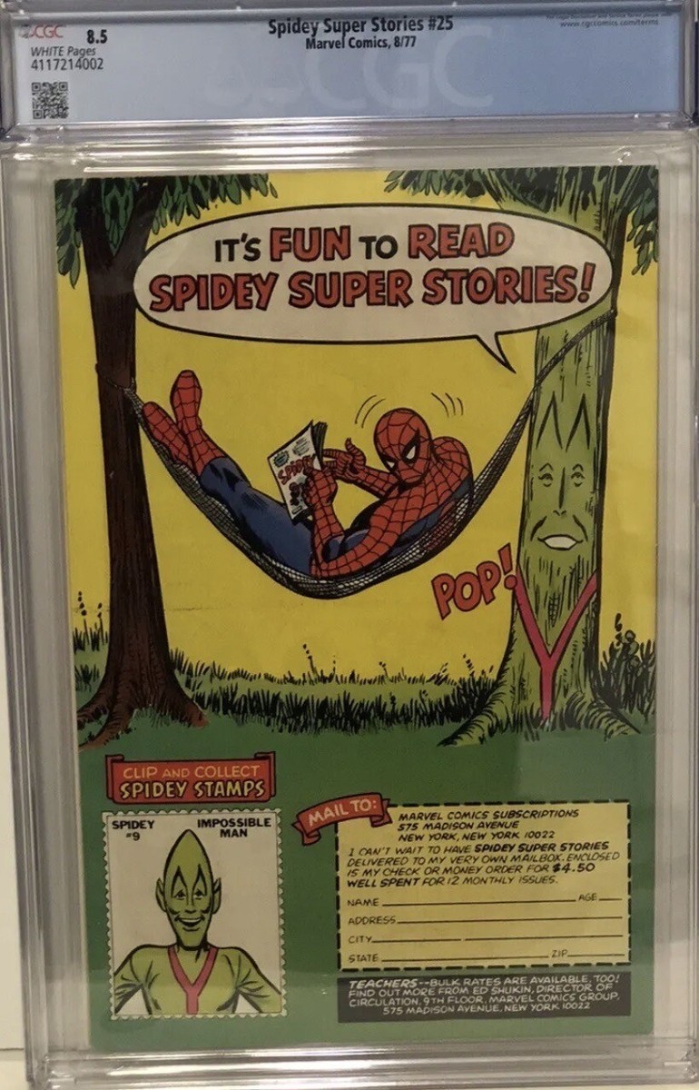 Spidey Super Stories #25 CGC 8.5 1977 1st Appearance Of Web-Man