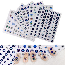 6Pcs Turkish Evil Eye Nail Decal Stickers Hamsa Hand of Fatima Self-Adhesive NH3