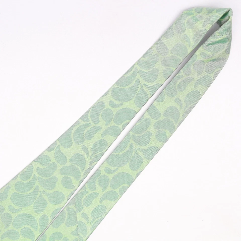 Tallia Mens Silk Necktie Pastel Green Paisley Weave Woven Tie Made in Italy - Image 4 of 4