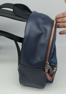 ? coach MINI CHARLIE BACKPACK WITH STAR PATCHWORK (F39917) Pre-Owned Coach Mini Backpack Denim Star Patchwork x Leather  main image 3