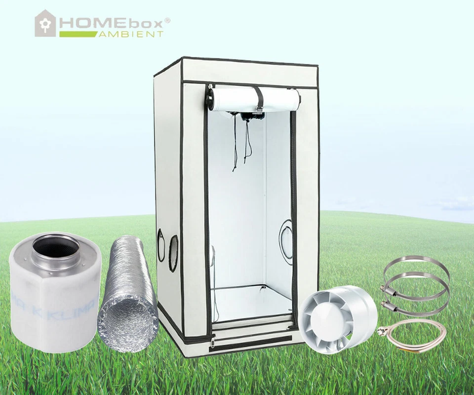 HOMEBOX PRIMA KLIMA VENTILUTION HOMEbox AMBIENT Q80+ mit Abluftset 185 m³/h Grow Growzelt Growbox Growset