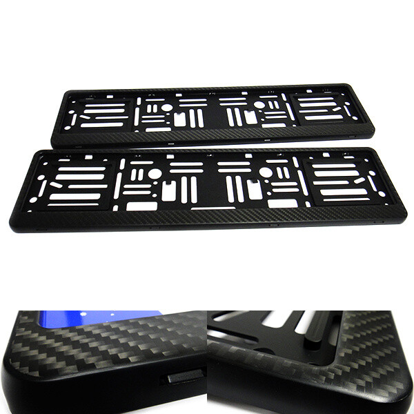 2x Matte Black Genuine Carbon Fibre UK EU Car Number Plate Surround Holder Frame