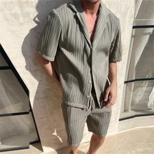Mens Summer Outfit 2-Piece Set Short Sleeve T-Shirts and Shorts Sweatsuit Set