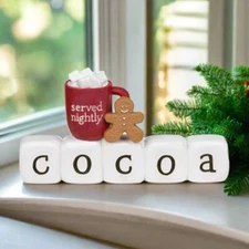 Christmas Blossom Bucket Hot Cocoa Mug & Gingerbread Man Block Shelf Sitter