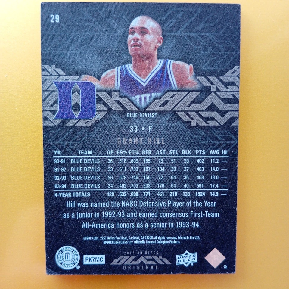 2013 Upper Deck Black GRANT HILL 26/175 No 29 - Image 2 of 3