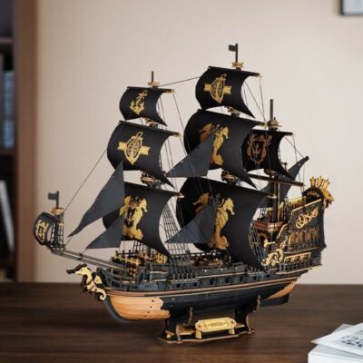 ROKR The Seahorse Barque 3D Wooden Puzzle DIY Ship Model Toys Kits Gift