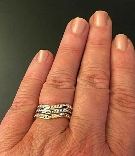 3 Petite Wavy Channel Set Crystal Stackable Rings - Rose, Silver & Gold ...