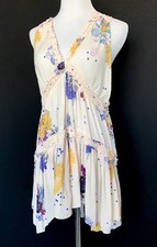 Free People Cream Pink Ruffle Dress Retail $88 Price $49 NWT Size M