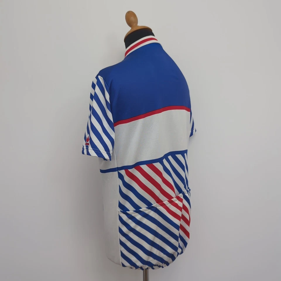 Vintage Marilena Cycling Jersey Sz.5 White Blue Multicolor Men 80s Italy Maglia - Image 4 of 4
