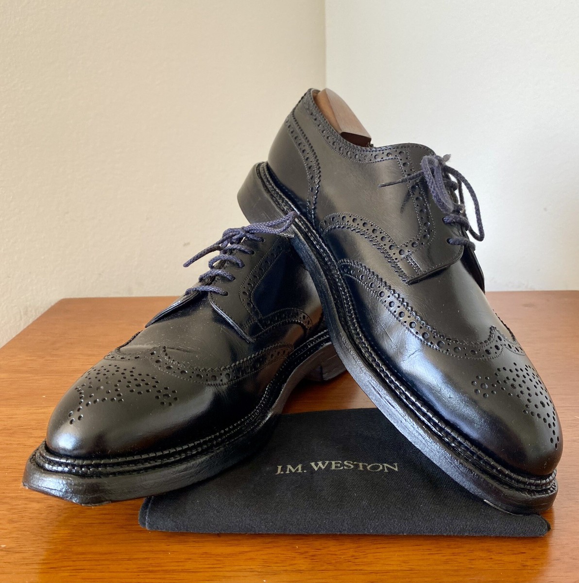 J.M. Weston Triple Sole Derby. 8D. Black Box Calf Wingtip J.M. Weston Triple Sole Derby. 8D. Black Box Calf Wingtip