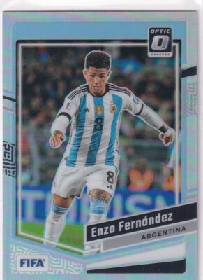 Panini Optic Soccer Card 2023-24 No. 4 Enzo Fernandez Silver Prizm