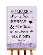 Lilac Shabby Chic Vintage Guest Book Wish Tree Personalised Wedding Sign Poster