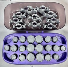 Helen of Troy Flocked Set 20 Hot Hair Rollers Clips Hot Shot Tools Hairsetter