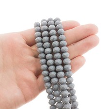 Faceted Rondelle Glass Beads 8mm x 6mm - Grey - 1 Strand 67 Beads - BD2734