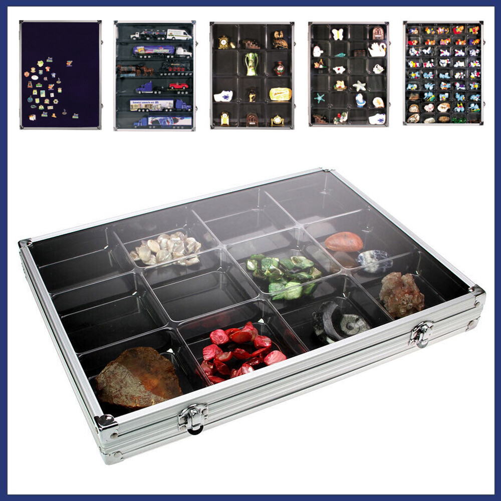 Alu Sammel-vitrine 12 Fächer Für Sammelfiguren Mineralien Fossilien