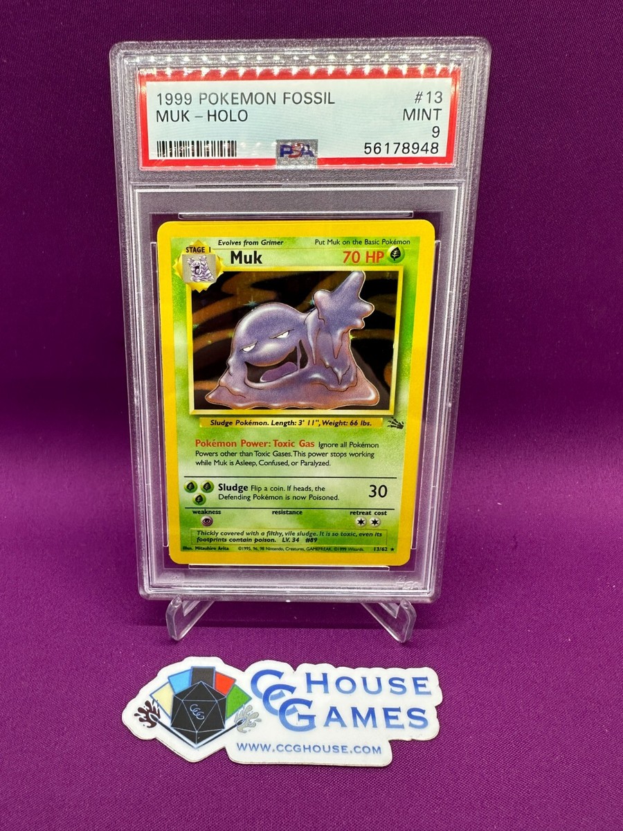 Pokemon TCG - Muk 13/62 Fossil Holo Foil Graded PSA 9 Mint