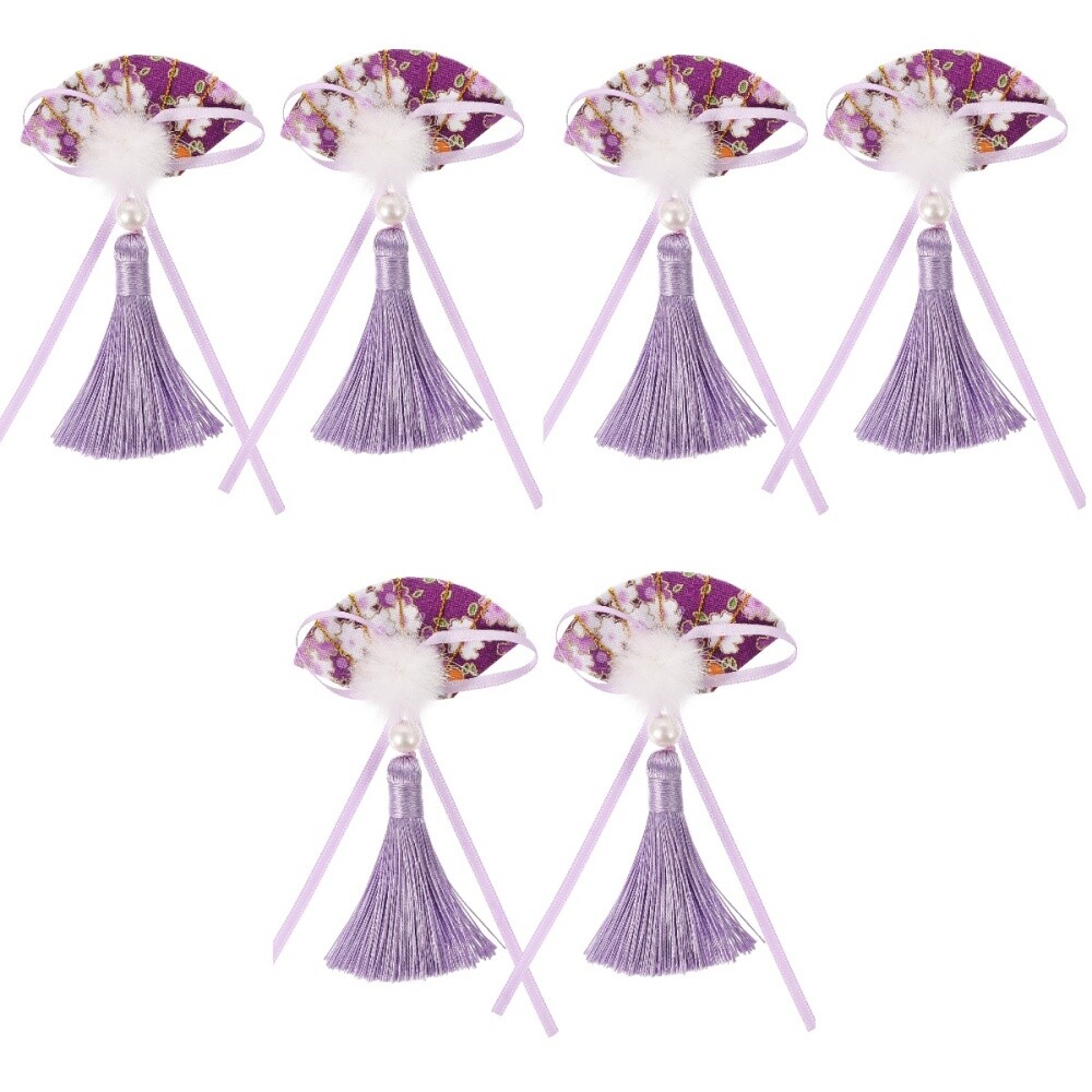 3 Pairs New Year Hair Clip Headband Decor Kids Scalloped Tassel