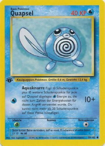 POKEMON Card GERMAN BASE SET 1st Edition QUAPSEL Poliwag #59/102 Common VG-NM - Picture 1 of 2