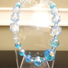 Tarina Tarantino necklace Starchild Odyssey blue Lucite cubes signed silvertone