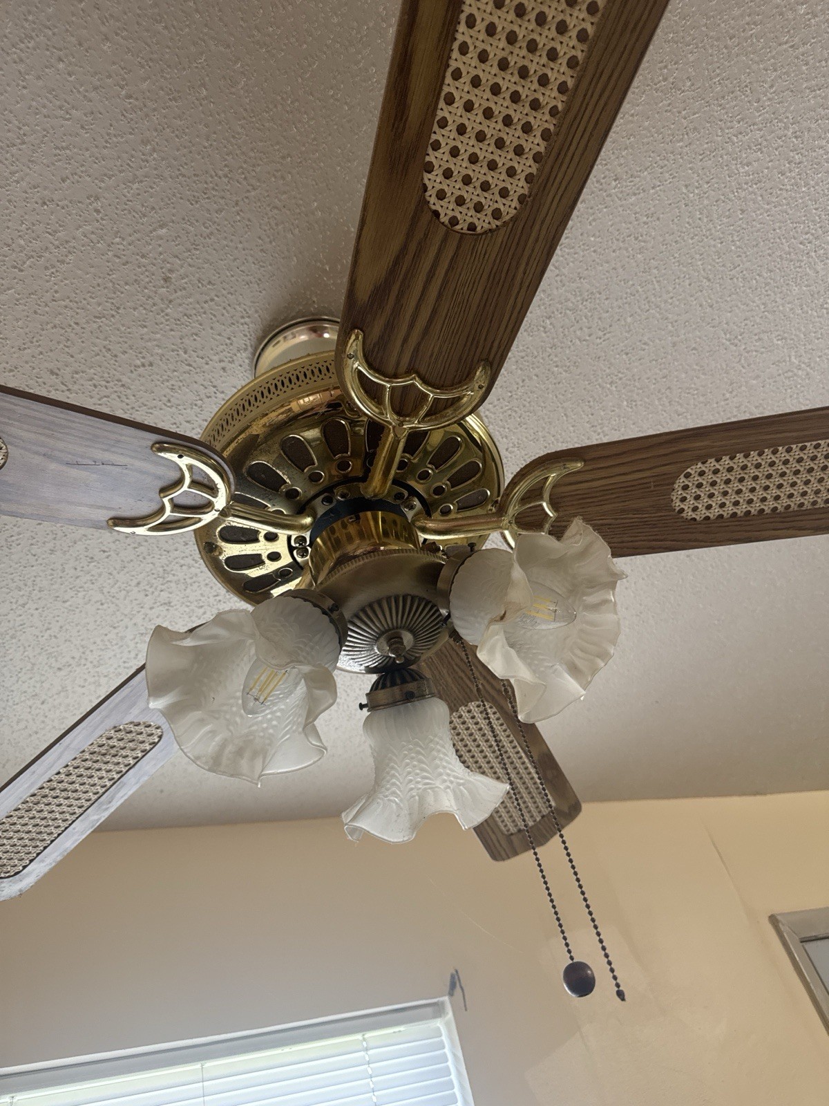 Vintage Tropical Hampton Bay 52" Ceiling Fan Polished Brass 