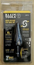 Klein Tools QRST14 Step Drill Bit Quick Release Spiral Flute 3/16 to 7/8 Inch