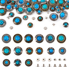 32 Sets Faux Turquoise Decorative Rivets Studs 12-20Mm round Vintage Conchos ...