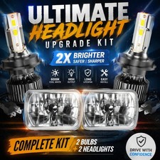 2pcs Rectangle H6054 Led Headlights 5x7 7x6 Headlamp Hilow Sealed Beam H4 Plug