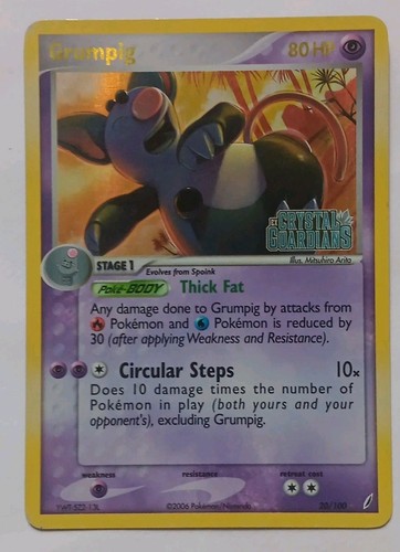 Grumpig 20/100 Ex Crystal Guardians Reverse Holo Rare STAMPED Pokémon TCG