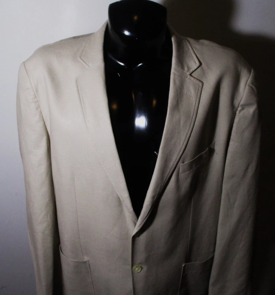 Blazer Traje Chaqueta Para Hombre ALAN FLUSSER Beige Tostado Lino Talla XXL Foto 2 de 4