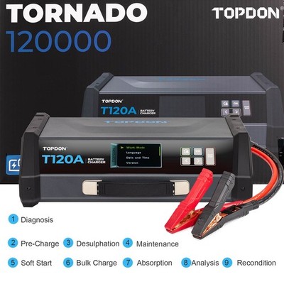 TOPDON 120A Stable Power Supply & 12V Battery Charger Adjustable Voltage Current