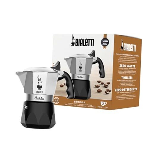 Brikka Moka Pot - Crema-Rich Stovetop Espresso Maker, 2 Cups New Brikka 2023