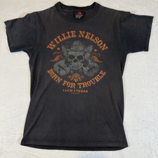 Zion Rootswear Willie Nelson Born For Trouble Black Shirt Small Made In USA Fade