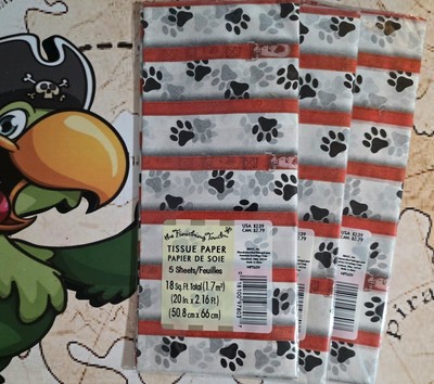 X 3 Finishing Touch Tissue Paper Puppy Dog Paw Print Present Wrapping Tissue